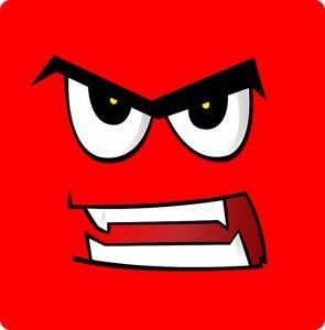 angry cartoon face in red square