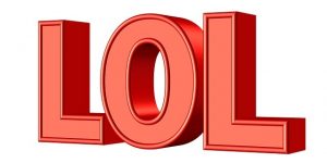 red letters "LOL" acronym for laugh out loud
