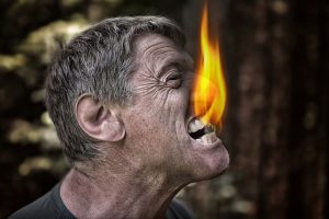 angry man with fire coming out of his mouth