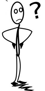 stick figure with hands on hips looking at question mark
